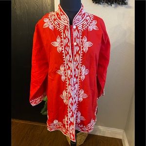 Embroidered Button Top L